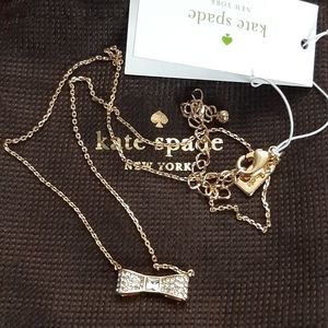 kate spade ready set bow gold diamond necklace